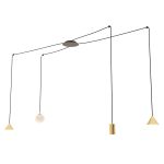Emibig Colgante De Luz Fuji Acero Oro | Apta para 1x E14 - Max 10W, 1x GU10 - Max 10W, 2x GX53 - Max 10W