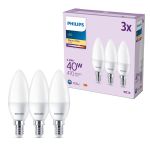 Multipack 3x Philips Bulbo LED E14 Vela Mate 5W 470lm - 827 Luz Muy Cálida
