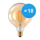 Multipack 18x Noxion Lucent LED E27 Globe con Filamento Ámbar 125mm 7.2W 630lm - 822 Luz muy Cálida | Reemplazo 60W