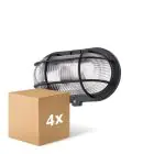 Multipack 4x D'Lite Luz De Pared Ecco Negro Oval | IP44 - Apta para 1x E27