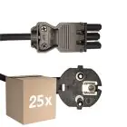 Multipack 25x Noxion GST - Compatible Cable de alimentación Negro - Hembra + Schuko Europlug - 3m - 3 pole 0.75mm2